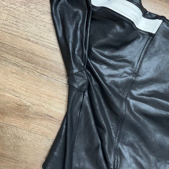 SPANX Women's Black Faux Leather Side Stripe Pull On Leggings‎ Size Large - Picture 11 of 12